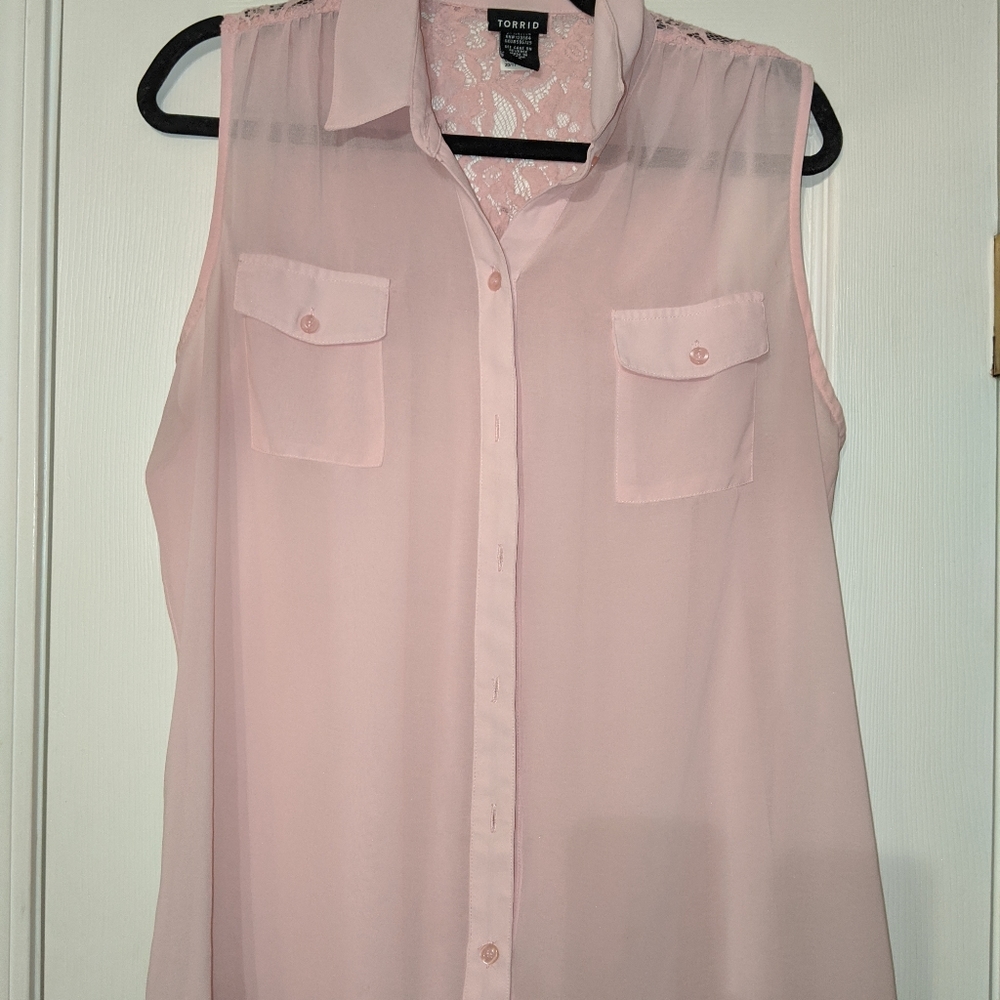 Torrid Sheer Pink Blouse Top